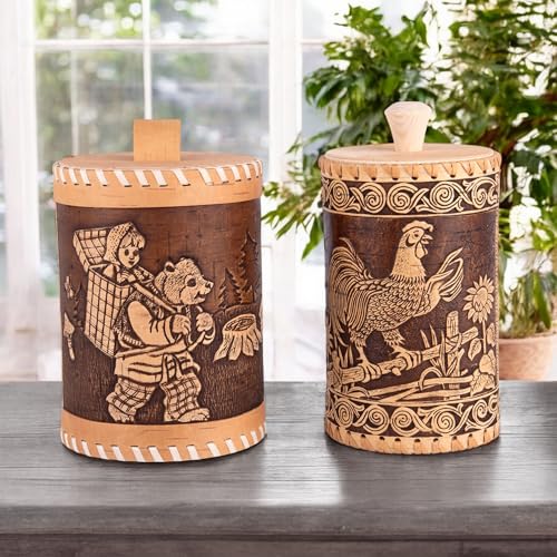 STP GOODS Birch Bark Container, Storage container, Kitchen Container Money to the House Birch Bark (Rooster) - color: Rooster