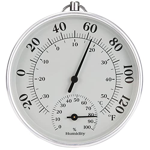 Indoor Outdoor Thermometer Wireless - Room Outdoor Thermometer Decorative, Thermometer and Humidity Gauge, Wall Thermometer Indoor for Home, Patio, Garden Decoration - color: Silver 4'', size: 4 Inch