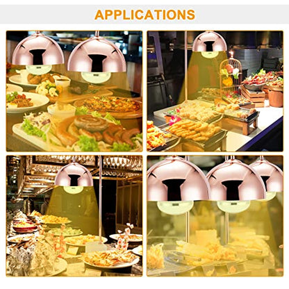 Commercial Food Heat Lamp with Marble Base Infrared Heating Bulb for Food Heating Warmer Light Lamp for Food Service Heat Lamp