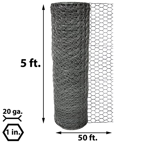 Acorn Chicken Wire 1" X 60" X 50', Perfect for Garden Fencing, Animal Barrier, Plant Supports and DIY Projects, Galvanized Steel - size: 5' Wide X 50' Long, style: 1" Hexagon Pattern