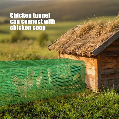 Chicken Tunnel for Outside, 10FT 3 in 1 Metal Chicken Coop and Runs, Foldable Pull-Form Design Chicken Tunnels Runs, Poultry Pen Enclosure for Backyard Farm Yard