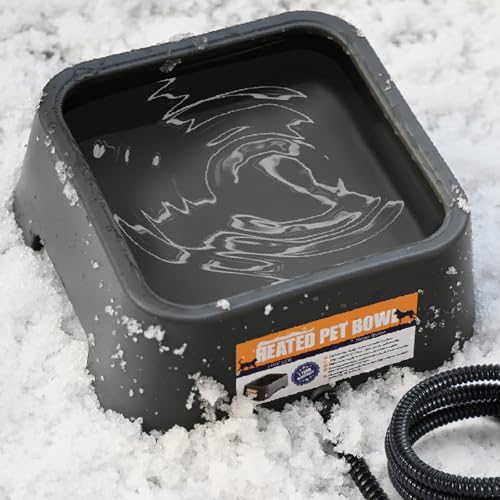 Heated Water Bowl for Outdoor Dogs Cats, 3.5L / 120oz Large Heated Pet Water Bowl with Chew Resistant Power Cord, Thermal-Bowl No-Freeze Heated Dog Water Dish for Winter, Rabbit Chicken Duck Bird Use - color: Grey