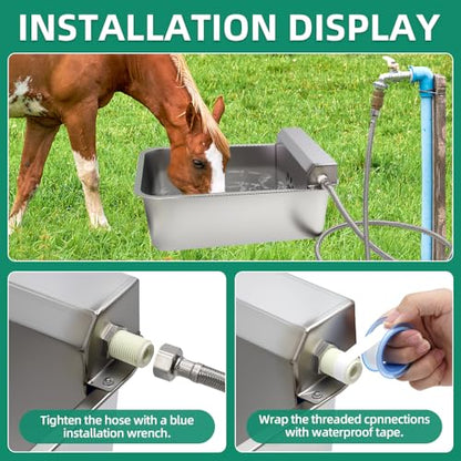 Automatic Dog Water Bowl Dispenser 23L Large with Hose & Adapter | Stainless Steel, Rustproof,Large Capacity, Self Filling, with Float Valve,No Mass, No-spill,outdoor,for Cat,Livestock,Chicken