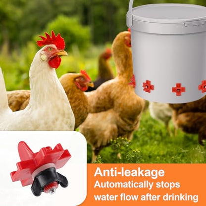 15 Pack Horizontal Chicken Waterer Nipples,Leakproof Chicken Nipple Water for Poultry Coop, Durable ABS Plastic & Stainless Steel, Water Saving Design,with Drill Bits