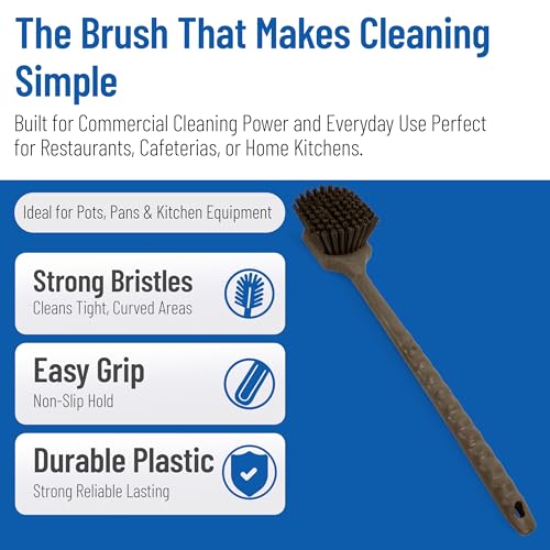 SPARTA 40501EC01 Plastic Large Scrub Brush, Kitchen Brush, Utility Brush With Long Handle For Cleaning, 20 Inches, Brown