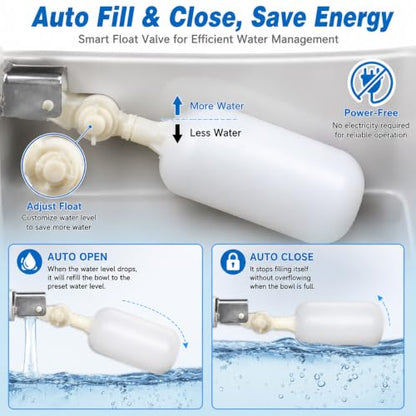 FHTONGE 304 Stainless Steel Automatic Dog Water Bowl Dispenser with Drainage and Float Valves, Large Auto Fill Dog Waterer for Outdoor Big Dog Livestock Poultry Horse Cow Goat Pig Chicken Duck Rabbit