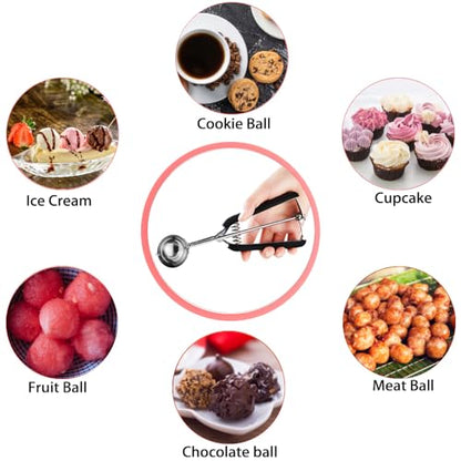 HOMURE H Mini Cookie Scoop, 1 Tsp Cookie Scoops for Baking, Melon Baller Scoop, 1 inch Cookie Scoop, Mini Ice Cream Scoop, Good Soft Grips, Smooth Trigger Release - color: Black, size: #110/ 1 Tsp
