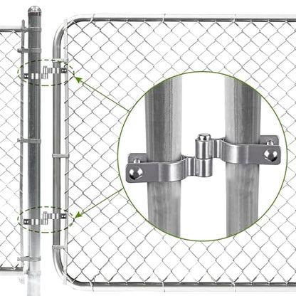 Insaga 2 Pack 1-7/8" Heavy Duty Chain Link Fence Gate Hinges, 304 Stainless Steel T-Post & Pipe Gate Hinge Kit with Frame and Post Brackets, Bolts & Nuts Included for Farm, Cattle, and Chain Link Gate - color: Light Weight, size: 1-7/8''-2Pack
