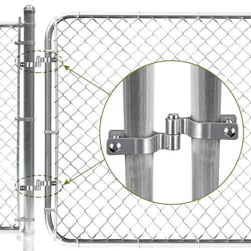 Insaga 2 Pack 2-3/8" Heavy Duty Chain Link Fence Gate Hinges, 304 Stainless Steel T-Post & Pipe Gate Hinge Kit with Frame and Post Brackets, Bolts & Nuts Included for Farm, Cattle, and Chain Link Gate - color: Light Weight, size: 2-3/8''-2Pack