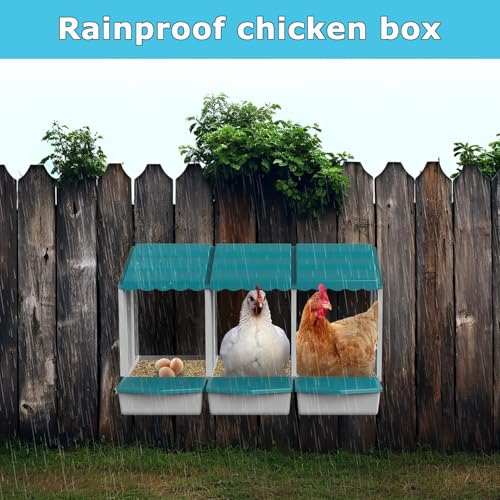 Chicken Nesting Boxes, 10 Hole Laying Boxes,2 Nest Mat, Plastic Roll Away Chicken Nest Box, Egg Roll Out with Perch Eggs Protected Collection Area, Poultry Modular House Egg Coop Nest Perch - size: Green 10 pack