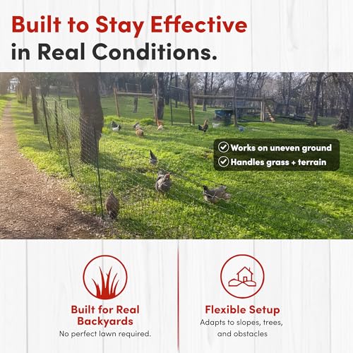 RentACoop Non-Electric Chicken Fence Netting, 48" x 100' Portable Black Poultry Fence, Plastic Mesh Garden Fence Animal Barrier for Chickens, Ducks, Dogs, Suitable for Gardens & Backyards