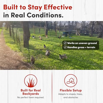 RentACoop Non-Electric Chicken Fence Netting, 48" x 100' Portable Black Poultry Fence, Plastic Mesh Garden Fence Animal Barrier for Chickens, Ducks, Dogs, Suitable for Gardens & Backyards