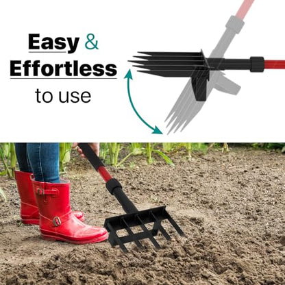 Pitch Fork for Garden, 5-Tine Heavy Duty Pitchfork for Loosening Soil, 41 Inch Gardening Fork for Digging, Composting, Spading, Cultivating Soil, Metal Fork Head with Fiberglass Handle, D-Grip