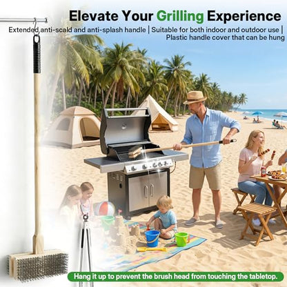 2PCS 51" Stainless Steel Grill Brush for Outdoor Grill Cleaning Brush with Long Handle, BBQ Grill Brush Detachable Double Ended Wire Bristle Brush Grill with Fixing Bolts & Wrench - color: 47in 2pcs
