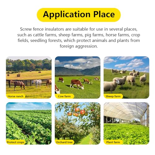 110PCS Upgraded Black Electric Fence Insulators,1 Pc Free Insulator Socket Tool,and 1 Gloves,Screw in Ring Insulators for Farm Animal Fencing(Grid System Accessories for Animal Husbandry Electronic)
