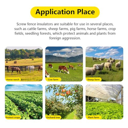 110PCS Upgraded Black Electric Fence Insulators,1 Pc Free Insulator Socket Tool,and 1 Gloves,Screw in Ring Insulators for Farm Animal Fencing(Grid System Accessories for Animal Husbandry Electronic)