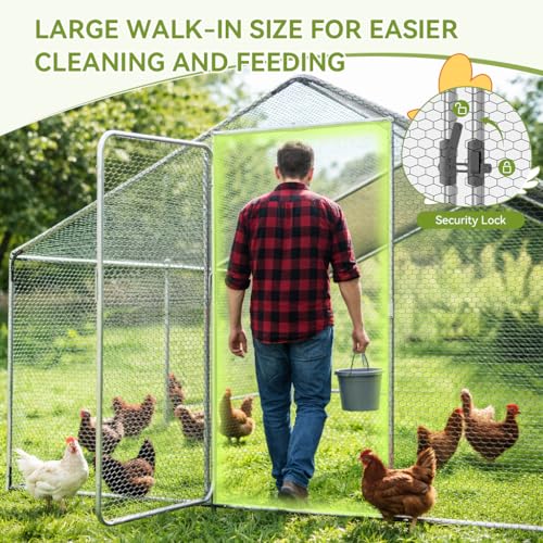 COMHOMA 13×10×6.6FT Large Metal Chicken Coop with Roosting Perch,Walk-in Chicken Run with Waterproof Roof & Lockable Door,Outdoor Poultry Cage for Hens,Ducks,Rabbits - size: 157.5"L x 120.0"W x 78.8"H