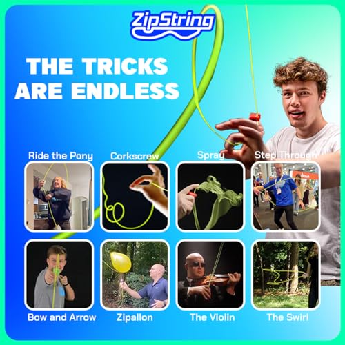 Original ZipString Bundle Pack – As Seen on Shark Tank – 2 Classic Rope Launcher Toys for Kids & Adults – Vivacious Violet & Aesthetic Aqua – USB-C Rechargeable Fidget Toy with Strings & Trick Library