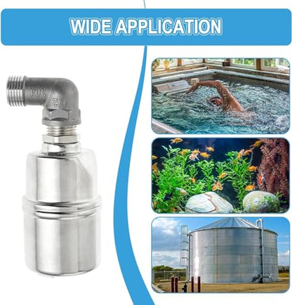 Auto Water Level Control Float Valve 1/2" 3/4" - 304 Stainless Steel, No Pump Needed for Water Tanks, Fish Ponds, Livestock Troughs, Hydroponics, Pool(2 Pack Long) - color: 2 Pack, size: Long