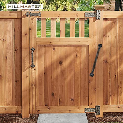 HILLMASTER 12" Gate Spring Self Closing Outdoor Door Spring Automatic Gate Closure Hardware with Adjustable Tool for Wooden Vinyl Fence, Black Finish