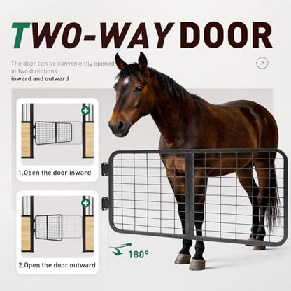 Horse Stall Gate 24 Inch Tall 48 Inch Wide Compatible with Livestock Enclosures Steel Powder Coated Gray