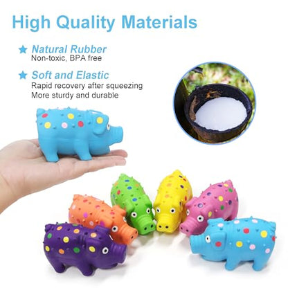 6 Pack Squeaky Pig Dog Toys, Rubber Pig Dog Toys for Puppy, Small, Medium Dogs, 4 Inch Durable Interactive Latex Squeaky Chew Toys
