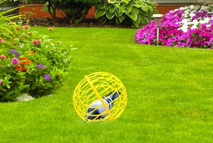 7.8" Ball-Shaped Movable Pigeon Chick Coop, Little Rabbit Duck Guinea Pig Safe Walking Net,Preventing Dog Bites, Predation by Eagles Wolves Cats Eagles, Pet Safety Cage - color: Yellow