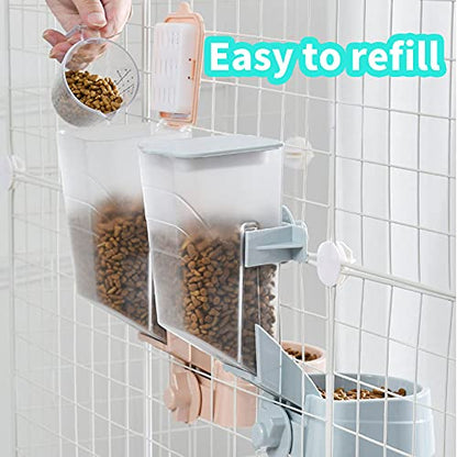 Oncpcare 1L Hanging Small Animal Feeder with Lid Rabbit Feed Box, Automatic Guinea Pig Food Feeder, Great for Rabbits, Ferrets, Cats, Birds and Other Small Animals - color: Pink