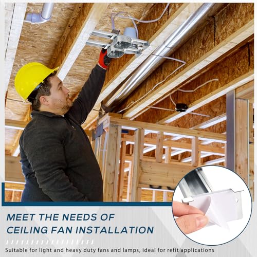 Tandefio 6 Pcs Adjustable Ceiling Fan Bracket Ceiling Mounting Bracket Electrical Box for Fans and Light Fixtures, 14.7 Inches in Length