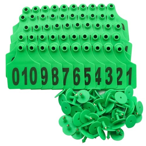 Numbered Cattle Ear Tags Cow Ear Tag 001-1000 Large Farm Animal Tags for Livestock,Cows,Sheep,Goats Plastic Ear Tags for Identification Laser Engraved Green 001-100 - color: Green, size: 001-100