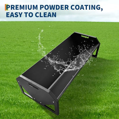 22 Gallon Capacity Livestock Feeder, 45" Hay Feeder for 10 Sheep Once, Heavy Duty Steel Livestock Feeding Trough for Horse, Goat, Sheep, Cattle, Cow, Alpaca, Black - color: Black