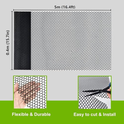Plastic Chicken Wire Mesh Fence Roll, GENNIZZ 15.7IN x 16.4FT Rigid Plastic Fencing & Netting for Garden, Dog Cat Balcony Barrier (0.4m x 5m) - size: 15.7IN x 16.4FT