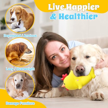 Squeaky Pig Dog Toys, Rubber Pig Dog Toys for Small, Medium & Large Dogs, Durable Interactive Latex Squeaky Chew Toys - color: Yellow