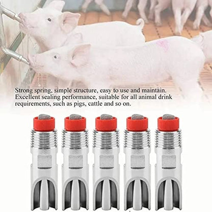 10Pcs pigs Nipple Waterer for Barrel Kit , Automatic pigs Nipple Waterer adjust avoid Leakage Nipple Drinker Feeder for Cattle Horses Pigs