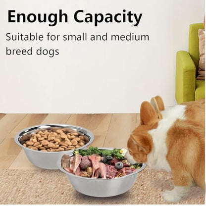 kathson 2 Pack Stainless Steel Dog Bowls, Dog Water and Food Bowl Set, Metal Puppy Bowls, Pet Dishes for Small Dogs and Cats - color: Silver, size: 2cups