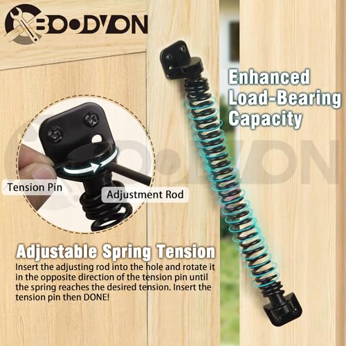 11-1/2" Gate Spring Self Closing Heavy Duty Door Springs to Close Door, Adjustable Tensioner Automatic Gate Closure, Gate Spring for Wooden Gate, Vinyl Fence, Steel Door(Black, 1 Pack) - size: 11-1/2 Inch