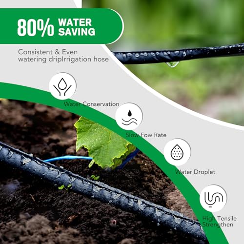 Thickened Flat Soaker Hose 100 ft, Flat Drip Irrigation Hose for Garden, 100/50/25 ft Lawn & Patio Watering System - Heavy Duty, Leak Proof, Flexible, Easy Setup(100FT(50 * 2)) - size: 100 FT(50FT*2)