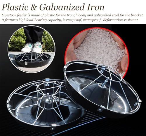 Anti-Waste Round Plastic Pig Feeder, Multi-Compartment Livestock Water Trough, Homestead Feed Trough for Piglet, Duck, Chicken, Rabbit(Double Rack,70cm/27.6"(14 Slots)) - color: Double Rack, size: 70cm/27.6"(14 Slots)