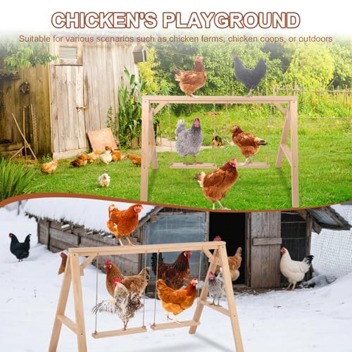 Pine Wood Chicken Roosting Bars with 2 Swings for 6–8 Chickens | Natural Perching Comfort; Active Play Enrichment; Weather-Resistant Construction; Coop-Friendly Design