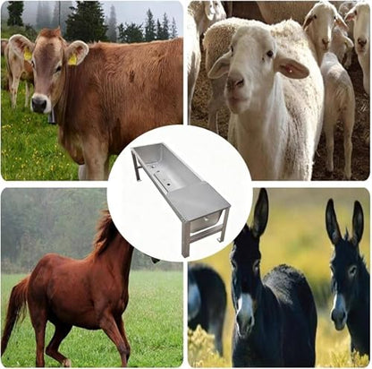 Heavy-Duty Stainless Steel Livestock Feeder Trough - Large Capacity for Cattle, Sheep, Horses, Alpacas & Goats - Durable Farm Equipment, 60x160cm Efficiency