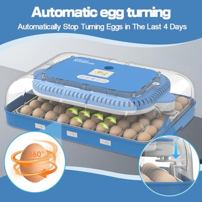 HOWOOlUA 70 Egg Incubator for Hatching Eggs withAuto Turn, Temp & Humidity Control, Built-in CandleLarge Capacity Egg Incubator for Chicken Duck Goose Eggs
