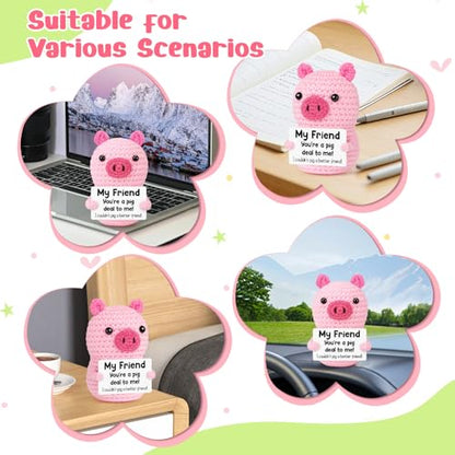 Mini Funny Pink Pig Best Friend Friendship Birthday Gifts for Women Men | Back to School Gift for College Student,Positive Handmade Crochet Gift for Friends Female Girl,Encouraging Pick Me Up Gift - style: Friend