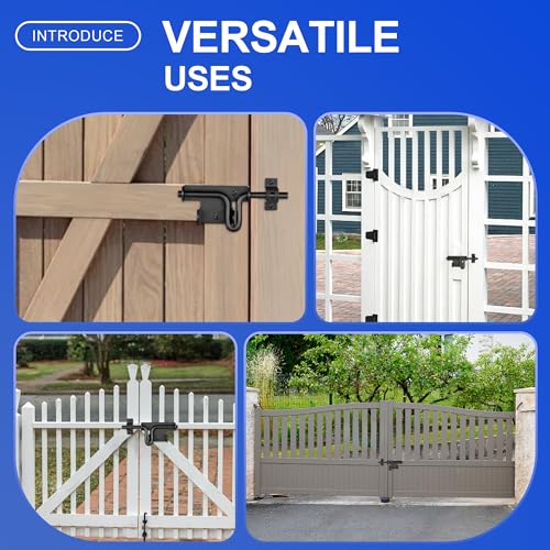 Slide Bolt Gate Latch with Padlock Hole, Heavy Duty Fence Slide Latches Outdoor Doors for Wooden Fence, Shed Door, Vinyl Door-The Latest 4-piece Set - size: 4 Pack