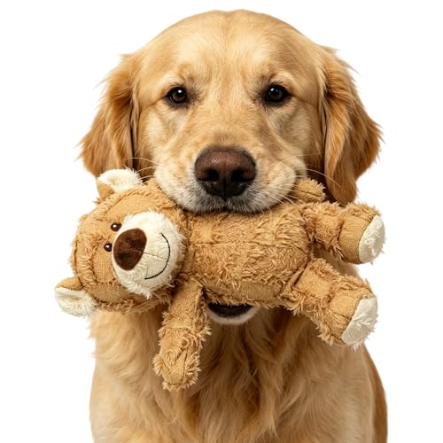 Indestructible Plush Dog Toy for Aggressive Chewers, Indestructible Robust Bear, Dog Companion for Heavy Chewer, Interactive Squeaky Soft Puppy Chew Toy for Small Medium Large Dogs(Brown, 1pcs) - color: Brown, size: 1pcs
