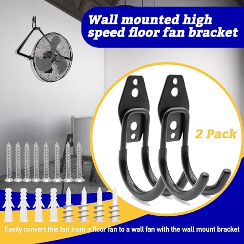 2 Pack Wall Fan Mounting Bracket, Floor Fan Wall Hook - Industrial Grade Includes Drywall and Plaster Screws - color: 2 Pack