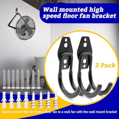2 Pack Wall Fan Mounting Bracket, Floor Fan Wall Hook - Industrial Grade Includes Drywall and Plaster Screws - color: 2 Pack