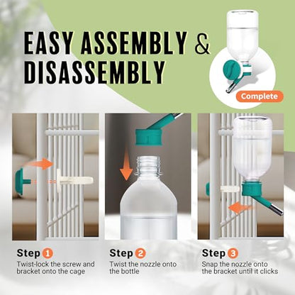 Choco Nose No-Drip Small Animal Water Bottle - Leak-Proof Patented Nozzle Helps Prevent Cage Mess & Wet Bedding - Hamster, Hedgehog, Mouse, Glider, Gerbil - BPA Free, Cage Mount, 10.2 fl oz (C125) - color: C125 Green, size: Hamsters-Hedgehogs-Sugar Glider