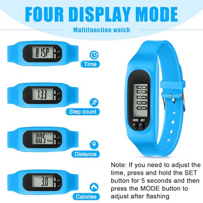 Geyoga Pedometer for Walking Steps and Miles Pedometer Watch Silicone Steps Tracker Running Bracelet Ankle Step Counter for Calorie Burning and Step Counting - color: Cool Neutral Multi