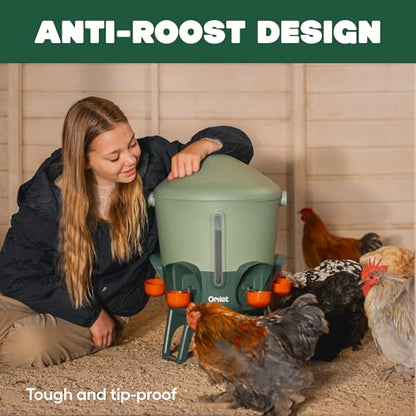 Omlet Insulated Chicken Waterer, 3 Gallon | Stay-Clean Automatic Water Dispenser for Chickens | BPA-Free | Anti-Roost Domed Lid | Includes 5 Cups & Nipples | Sage Green - color: Sage Green, size: 3 Gallon