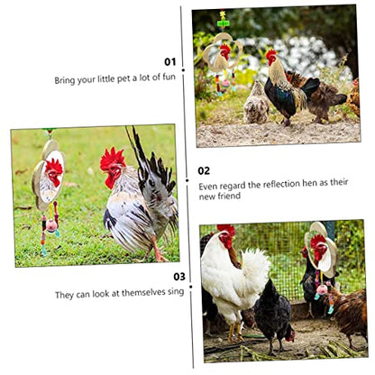 Totority Creative Hen Hanging Mirror Toy Wooden Rooster Mirror Pendants for Chickens Promotes Intellectual Development and Fun Playtime Design for Healthy Growth